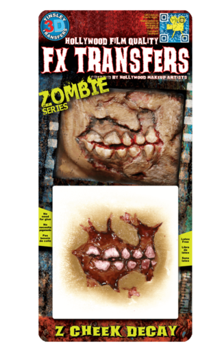 Deluxe 3D Tinsley Transfer Temporary Wound Zombie Cheek Decay