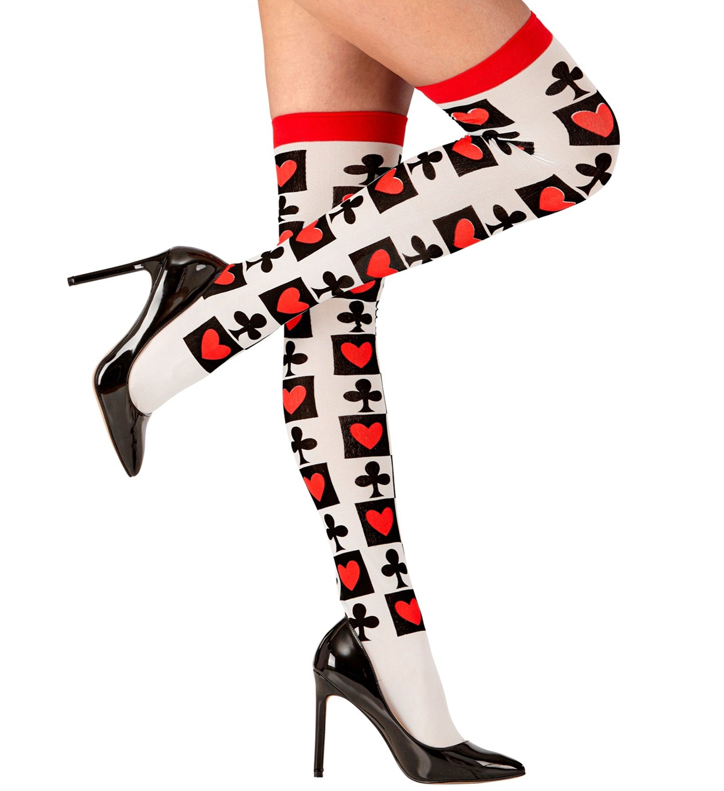 Card Suit Print Hold up Stockings