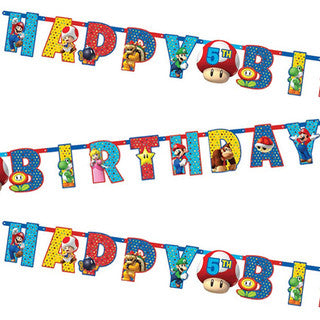 Happy Birthday Super Mario Letter Banner