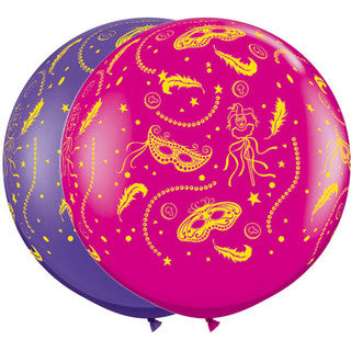 Mardi Gras Masquerade 3ft Latex Balloons 2 Pack (also available in singles)