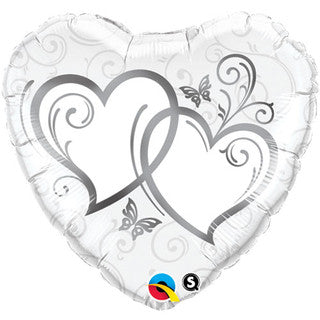 Entwined Hearts Silver 18" Foil Balloon