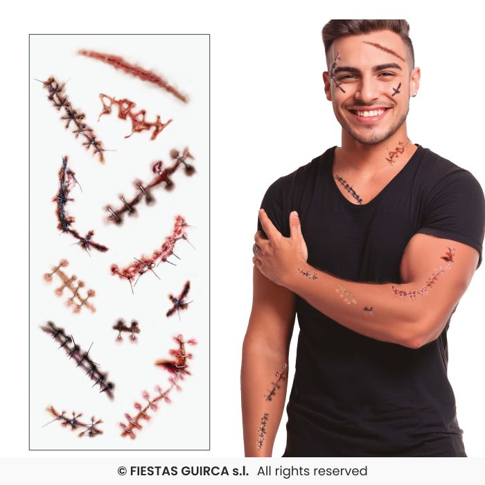 🌟New🌟 Stitches Wound Temporary Tattoos