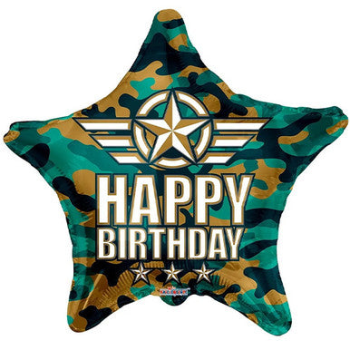 Birthday Camouflage Star 18" Balloon
