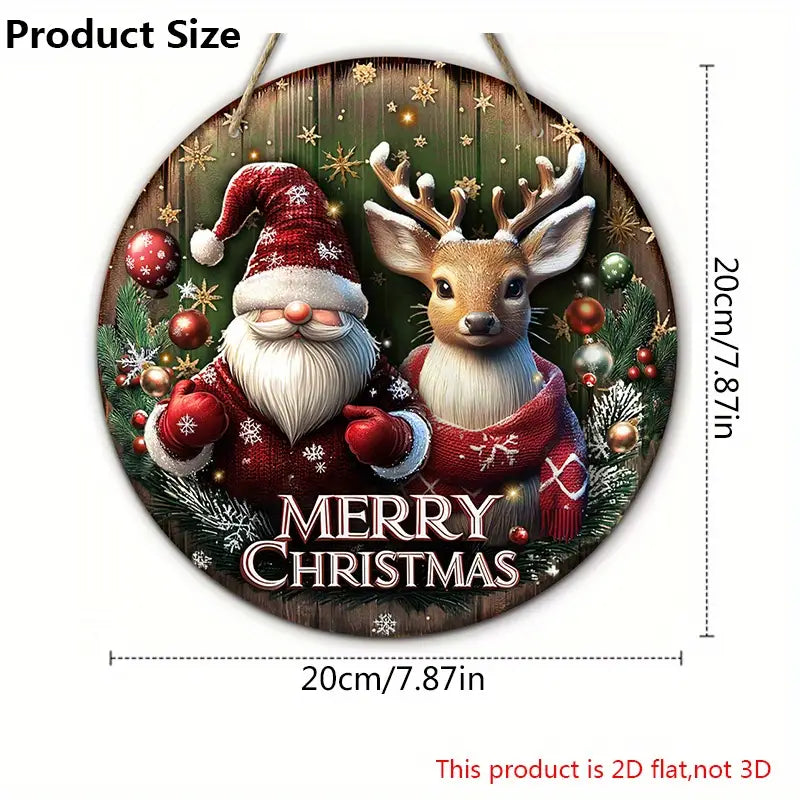 Christmas Santa and Friends Wooden Plaque Sign