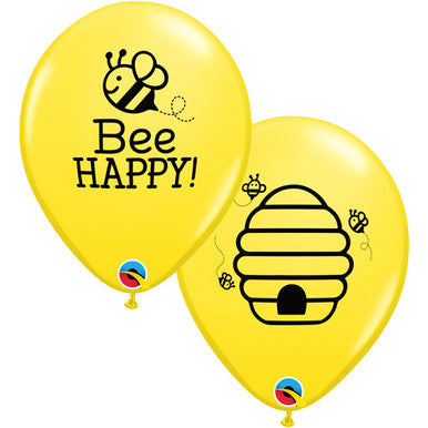 Bee Happy 11" Latex Balloons 25 Pack (also available in singles)