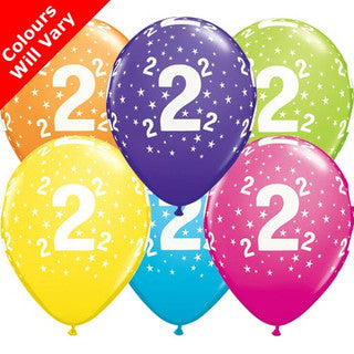 Age 2 Latex Balloon Multi Coloured - 25 Pack (Available in Singles)
