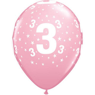 Age 3 Latex Balloon Scatter Stars - 6 Pack