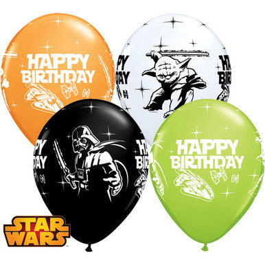 Star Wars Birthday Latex Balloons - 6/ 25 Pack (Available in Singles)
