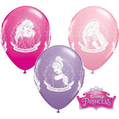 Happy Birthday Disney Princess Latex Balloons - 25 Pack (Available in Singles)