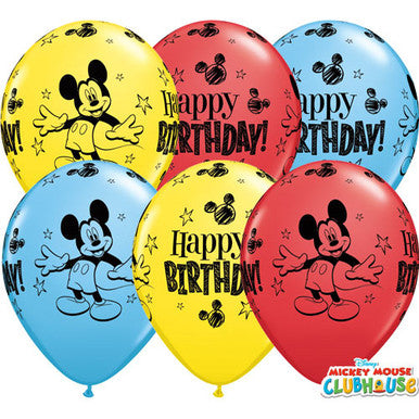 Disney Mickey Birthday Latex Balloons 25 Pack (Also available in singles)