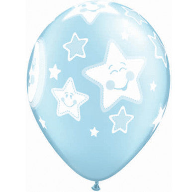 11" Moon and Star Blue Latex Balloons - 25/ 6 Pack (also available in singles)