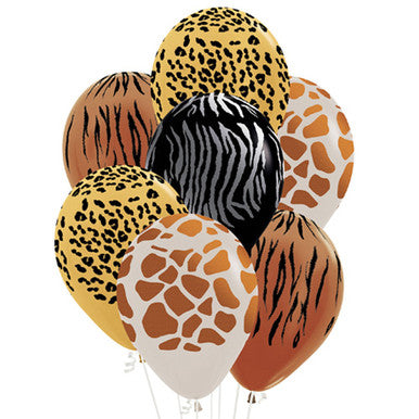Jungle Animal Print Latex Balloons 25 Pack (also available in singles)