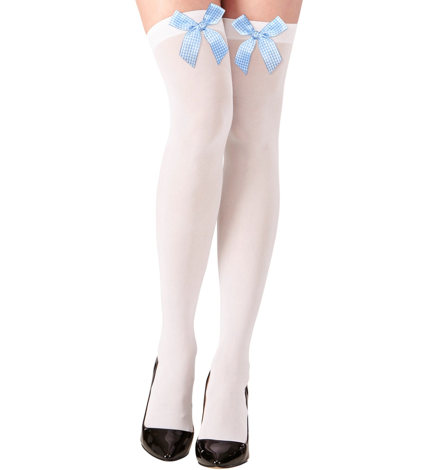 White Hold Up Stockings with Bows