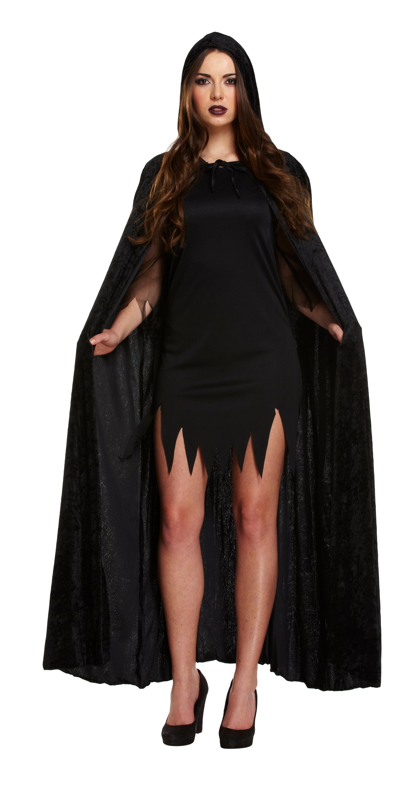 Adult Velvet Hooded Cape Black
