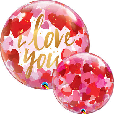 I Love You Multi Hearts Bubble Foil Balloon