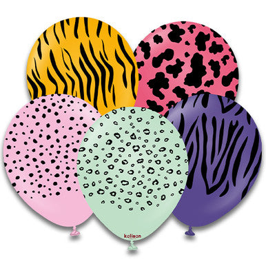 Neon Animal Print Latex Balloons 25 Pack (also available in singles)