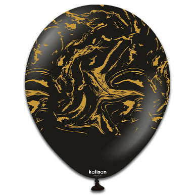 Space Nebula Black and Gold Latex Balloons - 25 Pack (Available in Singles)