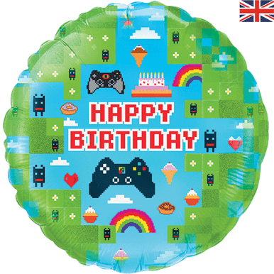 Pixel Gamer Birthday 18" Foil Balloon