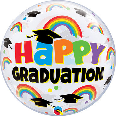 Happy Graduation Rainbows Bubble Foil Balloon