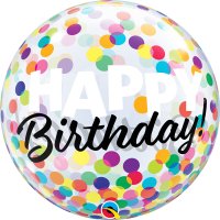 Happy Birthday Rainbow Dots Bubble Foil Balloon