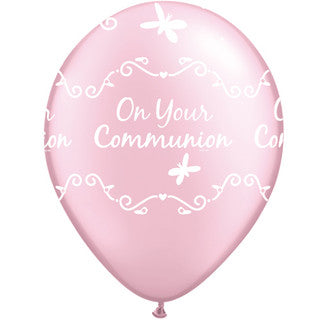 Communion Pink Butterflies 11" Latex Balloons 25 Pack (also available in singles)