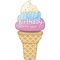 5ft Happy Birthday Icecream Supershape Foil Balloon