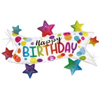 Happy Birthday Star Banner Supershape Foil Balloon