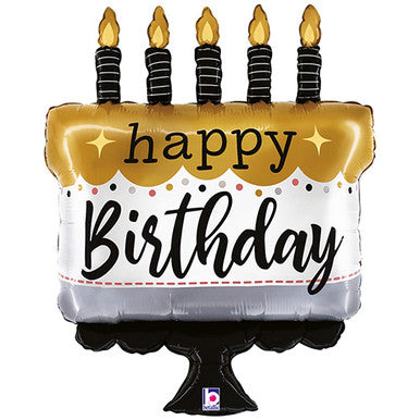 Cake Black and Gold Supershape Foil Balloon