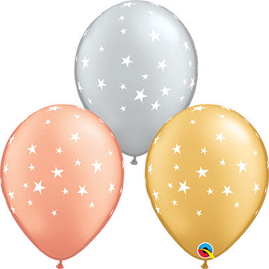 11" Metallic Star Latex Balloons - 25 Pack (also available in singles)