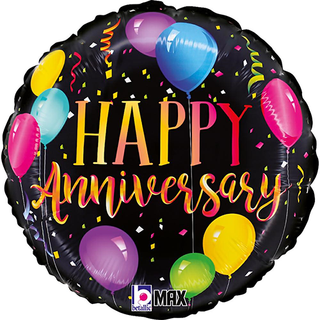 Happy Anniversary Black 18" Foil Balloon