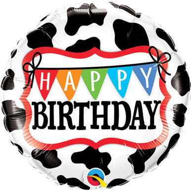 Happy Birthday Cow Print 18" Foil Balloon