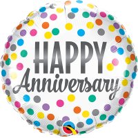 Happy Anniversary Bright Dots 18" Foil Balloon