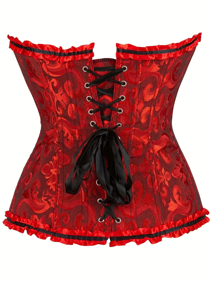 Red/ Black Deluxe Lace Up Corset