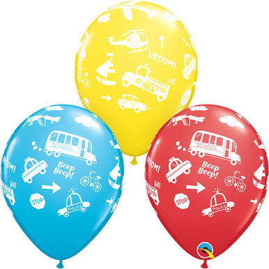 Vehicle 11" Latex Balloons 25/ 6 Pack (also available in singles)