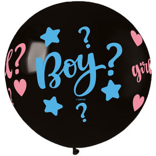 Black Gender Reveal Boy? Girl? 3ft Latex Balloon