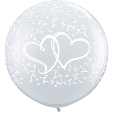 3ft Clear Entwined Hearts Latex Balloons