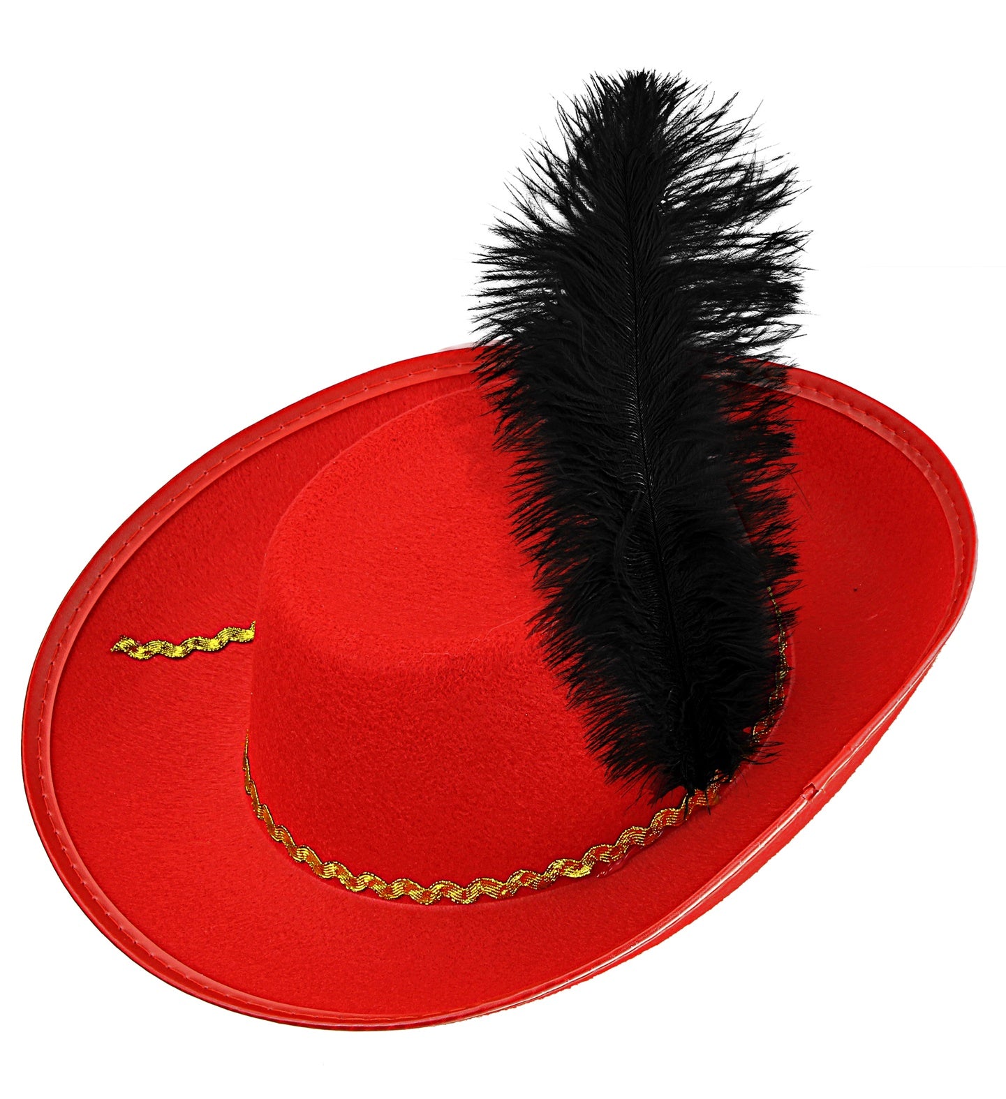 Red Captain Hat with Feather