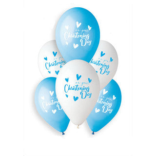 Christening Day Blue 11" Latex Balloons 6 Pack