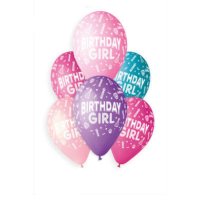 Birthday Girl 13'' Latex Balloons - 6 Pack
