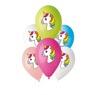 Colourful Unicorn Latex Balloons - 6 Pack