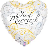 Just Married Heart 18" Foil Balloon