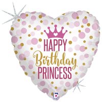 Happy Birthday Princess Heart 18" Foil Balloon
