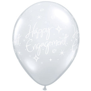 Happy Engagement Sprakle Clear 11" Latex Balloons 25 Pack (also available in singles)