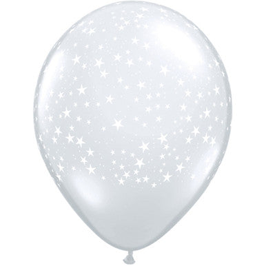 11" Clear Scatter Star Latex Balloons - 50 Pack (also available in singles)