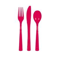 Plain Red Plastic Cutlery 18pkt