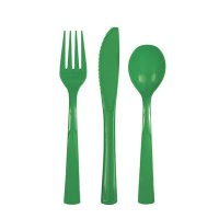 Plain Emerald Green Plastic Cutlery 18pkt