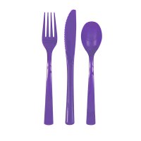 Plain Purple Plastic Cutlery 18pkt