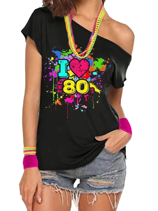 Classic 80's One Shoulder Tshirt Costume