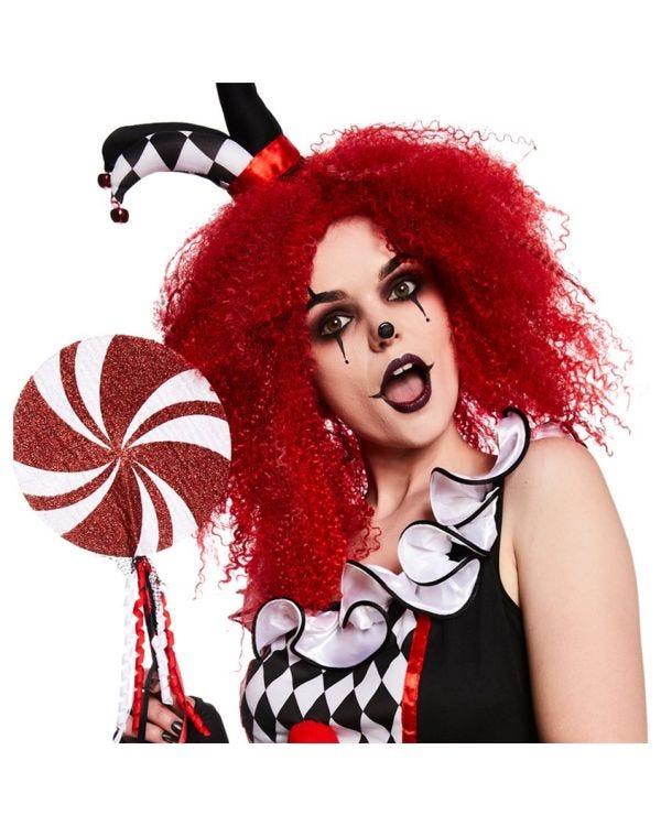 Red Crimped Clown Wig
