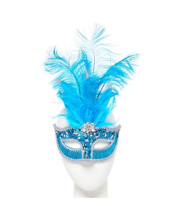 Turqouise Blue Eyemask with Feather